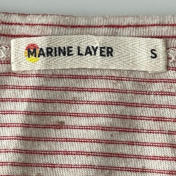 Marine Layer Shirt Mens Small Red Stripe Ortega Pocket Tee Nantucket Surf Prep - Picture 6 of 7